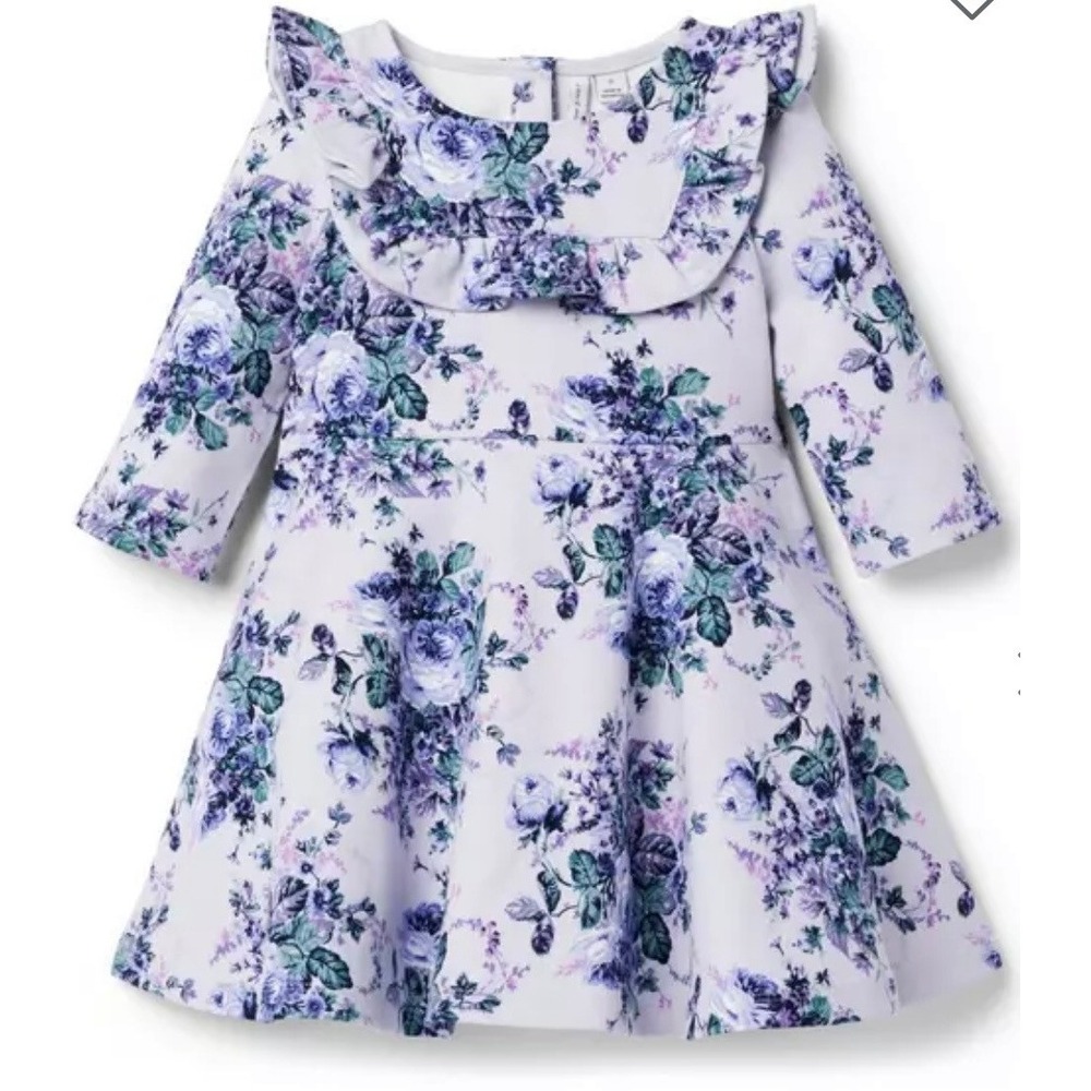 Janie and Jack Lilac Floral Ponte Dress Girls Size 4 NEW with Tags Long Sleeve